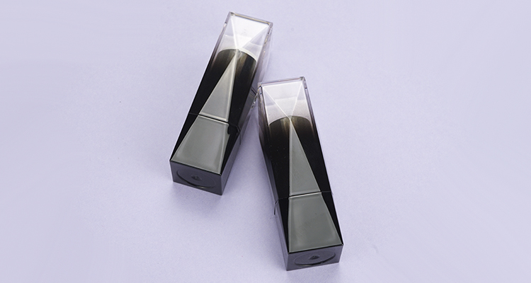 A unique shape lipstick tube with shiny gradient artwork. it has irregular edges and corners cap, which top can be printed words or patterns.