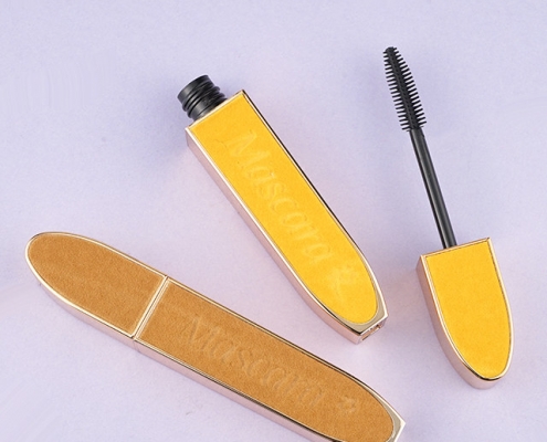 Leather mascara tube with mirror