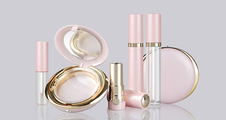 Pearl pink makeup packaging