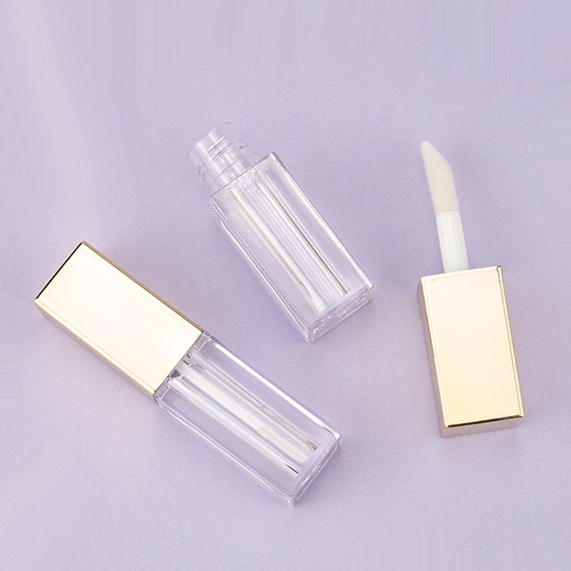 Gold square lipgloss tube