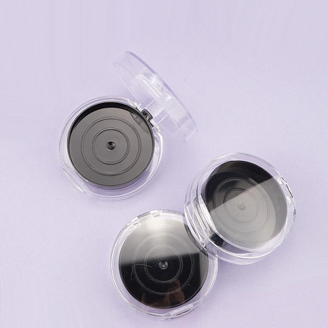 Clear round compact powder case with mirror