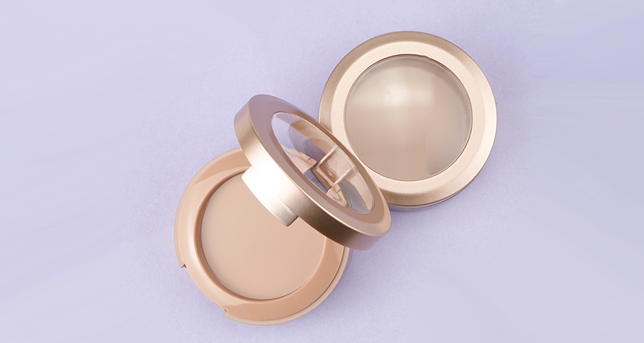 Round compact powder case with mirror