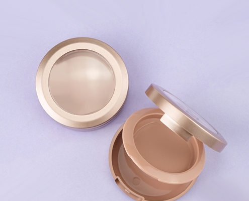 Round compact powder case with mirror