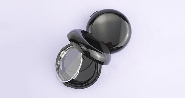 Black round compact powder case