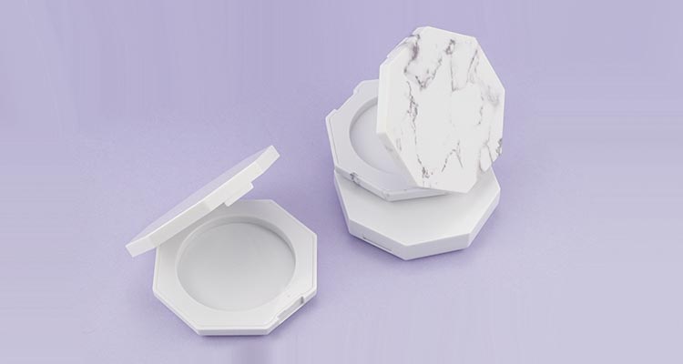 Marble octagon shape compact powder case