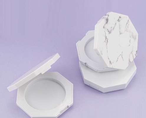 Marble octagon shape compact powder case