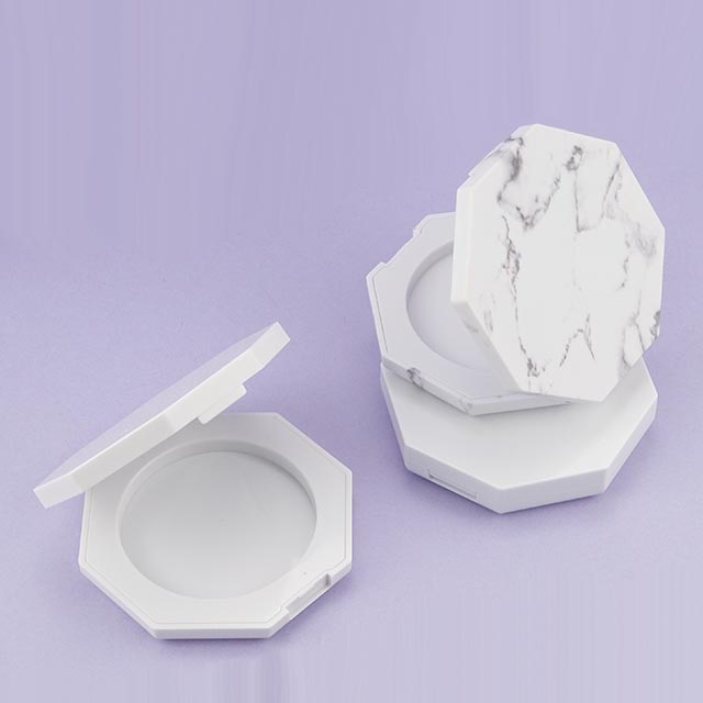 Marble octagon shape compact powder case