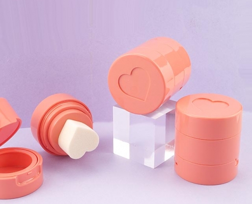 Air Cushion Blusher Container Case With Heart Sponge Puff