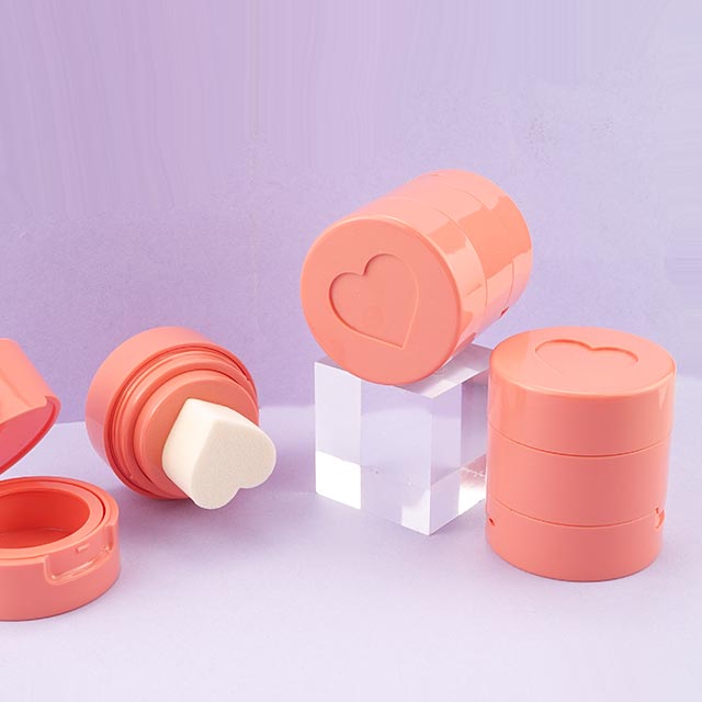 Air Cushion Blusher Container Case With Heart Sponge Puff