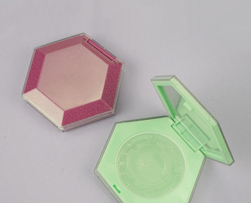 Hexagon shape powder case for cosmetic