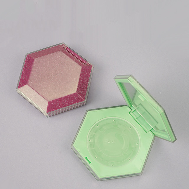 Hexagon shape powder case for cosmetic