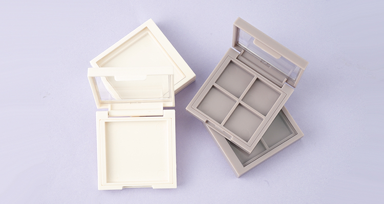 Square white compact powder case