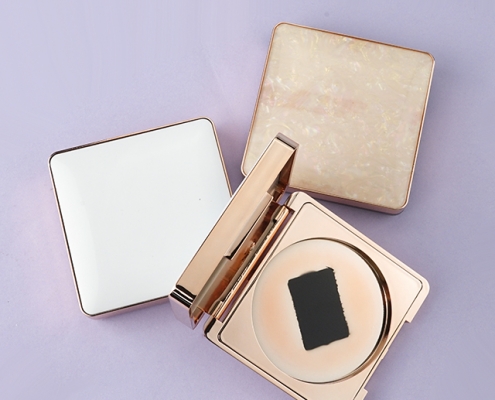 Square face compact powder case with mirror