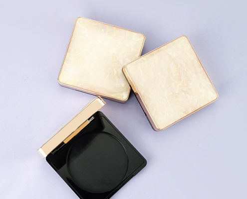 Plastic square compact powder case with mirror