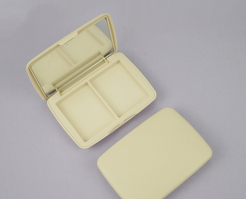 Matte white compact powder case with mirror