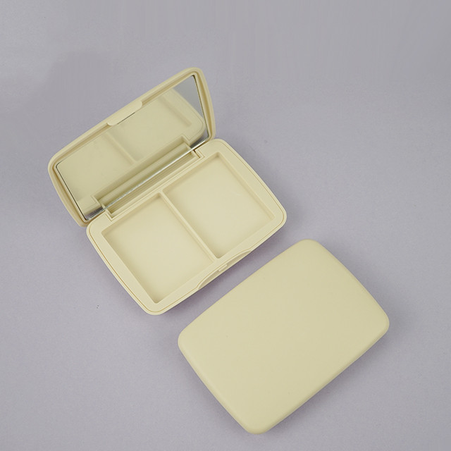 Matte white compact powder case with mirror