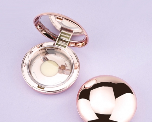 Rose gold round compact powder case with mirror