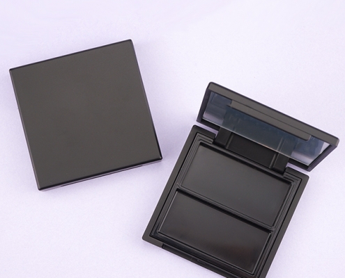 Square black blush compact powder case with mirror