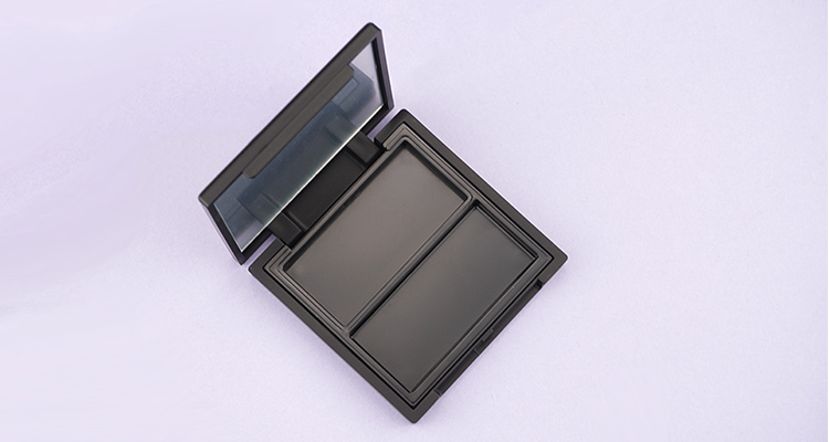 Square black blush compact powder case with mirror