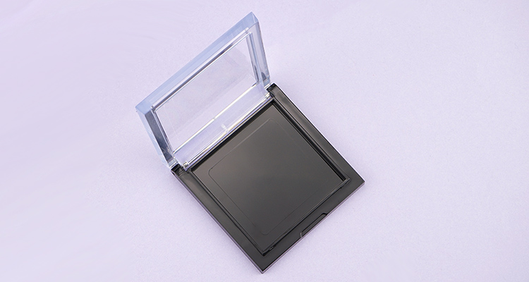 Square compact powder case with clear lid