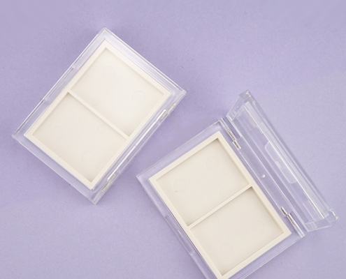 Transparent compact powder case 2 pans