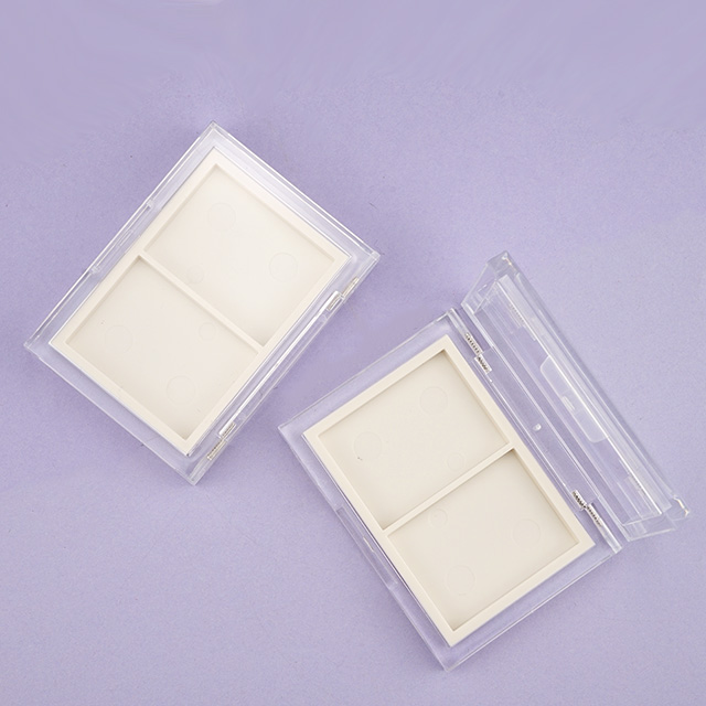 Transparent compact powder case 2 pans