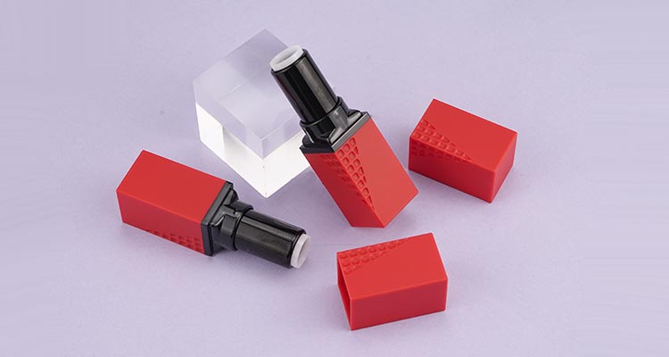 Square red lipstick tube