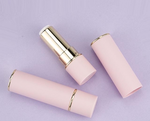 Round pink lipstick tube