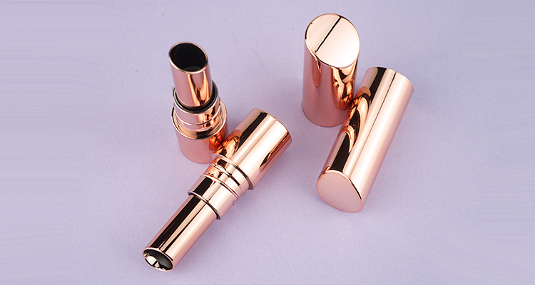 Rose gold plastic lipstick tube