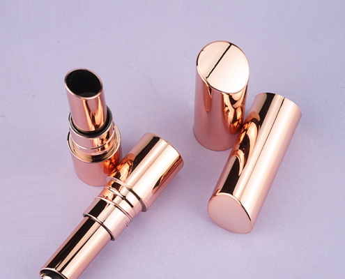 Rose gold plastic lipstick tube