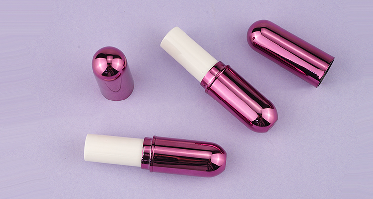 Metallic purple lipstick tube