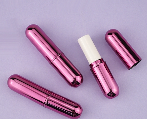 Metallic purple lipstick tube