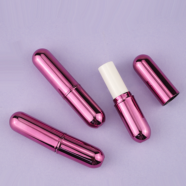 Metallic purple lipstick tube