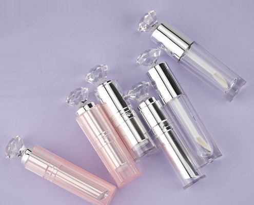 Lipstick+lipgloss tube with diamond on cap top