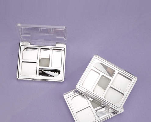 Luxury silver eyeshadow case with clear lid